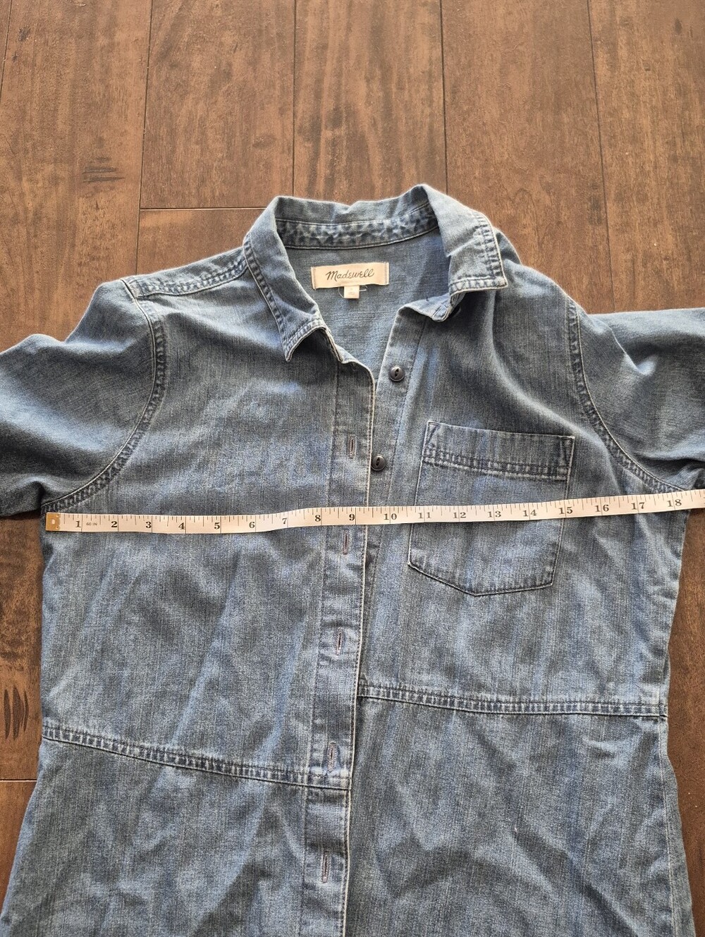 Madewell Short-Sleeve Denim Tunic - Blue 100% Cotton - Picture 6 of 7